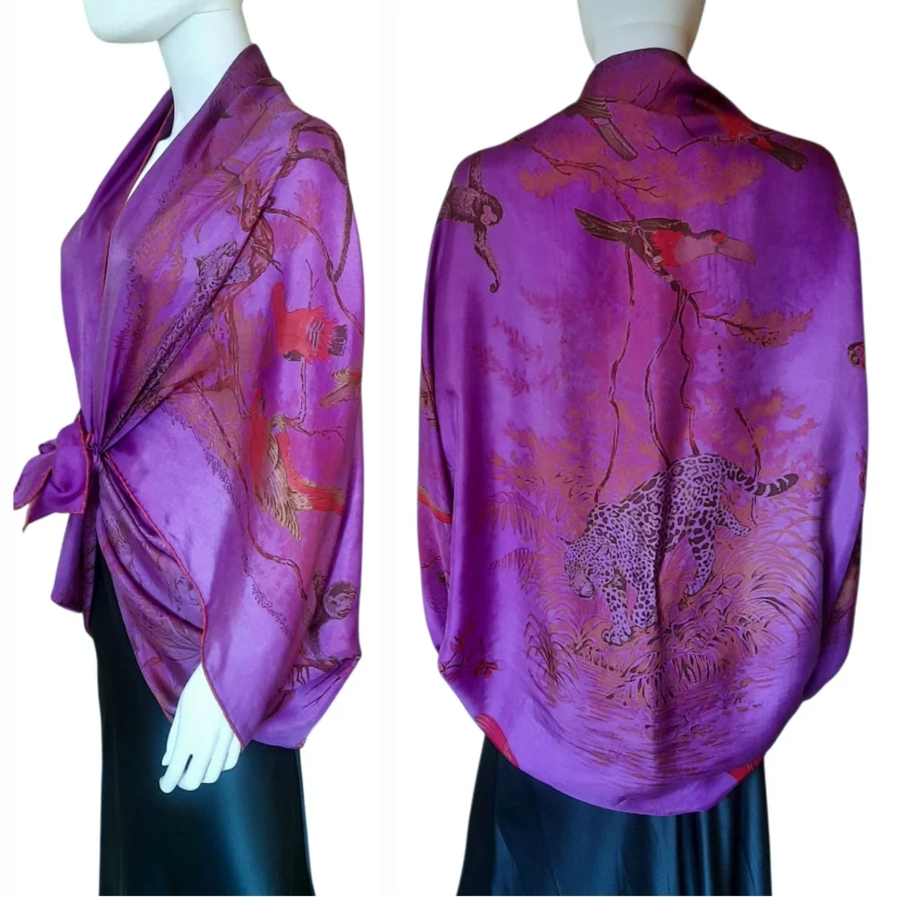 HERMÈS Equateur Silk Twill Scarf Dip Dye 140cm Violet/Multi - Picture 4 of 16